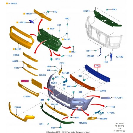 BELKA POD ZDERZAK PRZÓD FORD RANGER III LIFT 15-