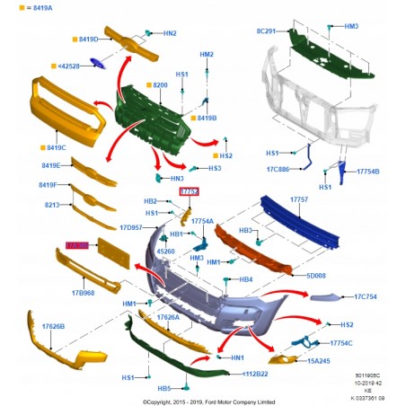 ŚLIZG ZDERZAKA LEWY PRAWY FORD RANGER III LIFT 15-