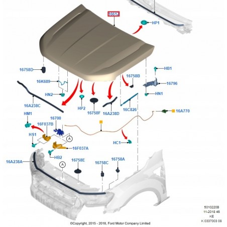 MASKA POKRYWA SILNIKA FORD RANGER III LIFT 15- OE
