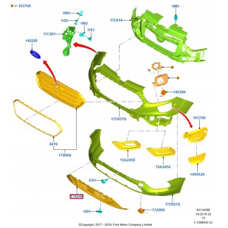 KRATKA ZDERZAKA DOLNA TRANSIT TOURNEO CUSTOM 18-