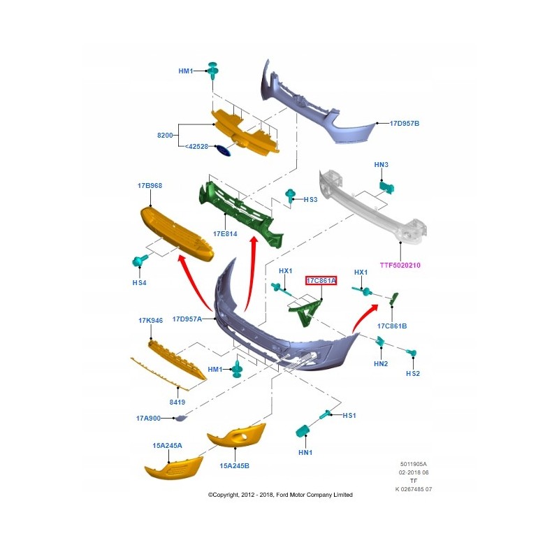 ŚLIZG ZDERZAKA PRZÓD TRANSIT TOURNEO CUSTOM -18