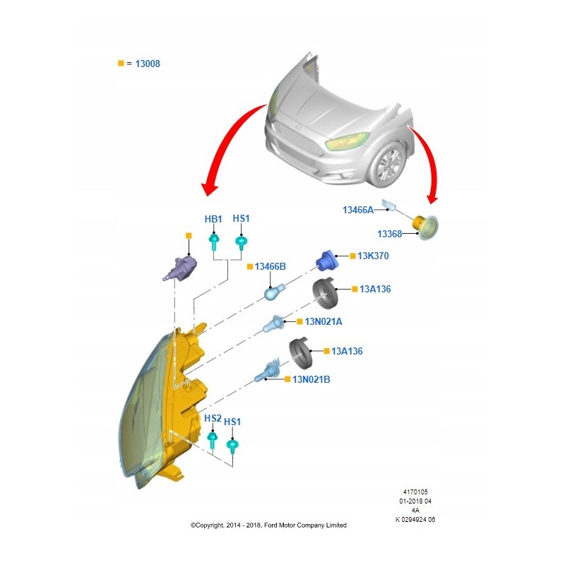LAMPA PRZÓD LEWA PRAWA TRANSIT TOURNEO COURIER 14-
