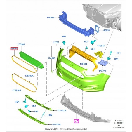 ATRAPA GRILL FORD TRANSIT TOURNEO COURIER 14-18