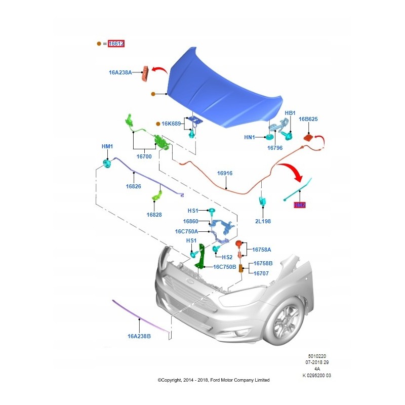 MASKA POKRYWA SILNIKA TRANSIT TOURNEO COURIER 14-