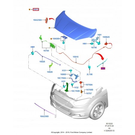 MASKA POKRYWA SILNIKA TRANSIT TOURNEO COURIER 14-