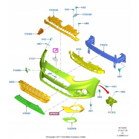 KRATKA ZDERZAKA LEWA PRAWA FORD FIESTA MK8 ST-LINE