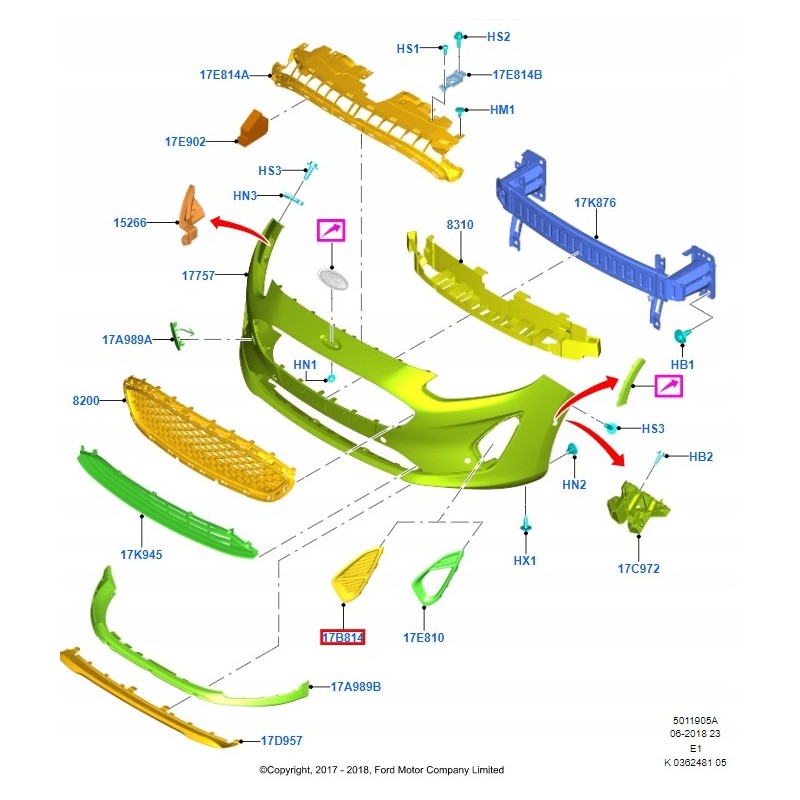 KRATKA ZDERZAKA LEWA PRAWA FORD FIESTA MK8 NOWA