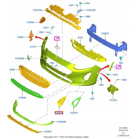 KRATKA ZDERZAKA LEWA PRAWA FORD FIESTA MK8 NOWA