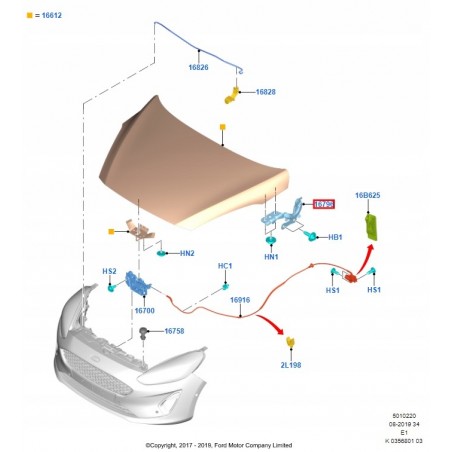 ZAMEK MASKI FORD FIESTA MK8 17- NOWY
