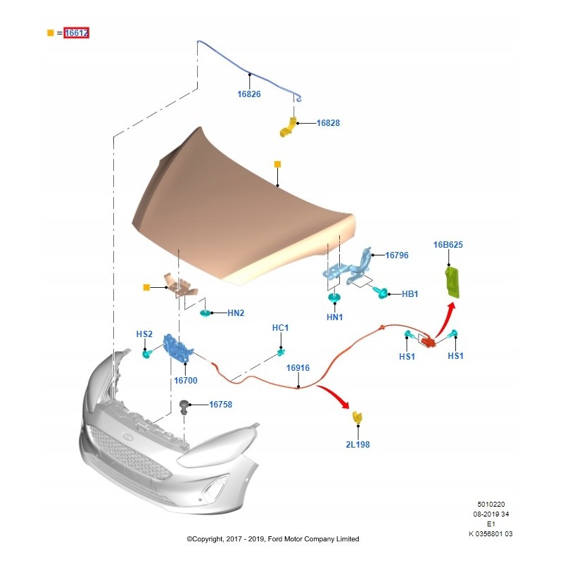 MASKA POKRYWA SILNIKA FORD FIESTA MK8 17- NOWA OE