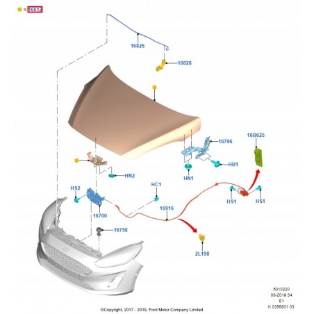 MASKA POKRYWA SILNIKA FORD FIESTA MK8 17- NOWA OE