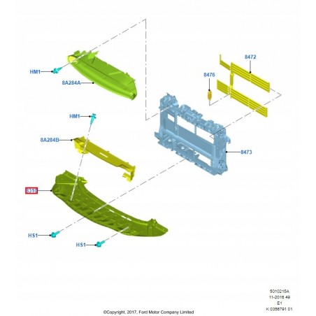 PAS PRZEDNI ŻALUZJA FORD FIESTA MK8 17- OE
