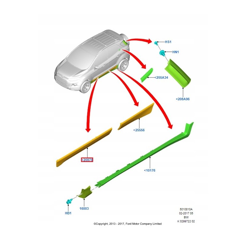 LISTWA DRZWI PRZÓD LEWA PRAWA FORD ECOSPORT 13-17