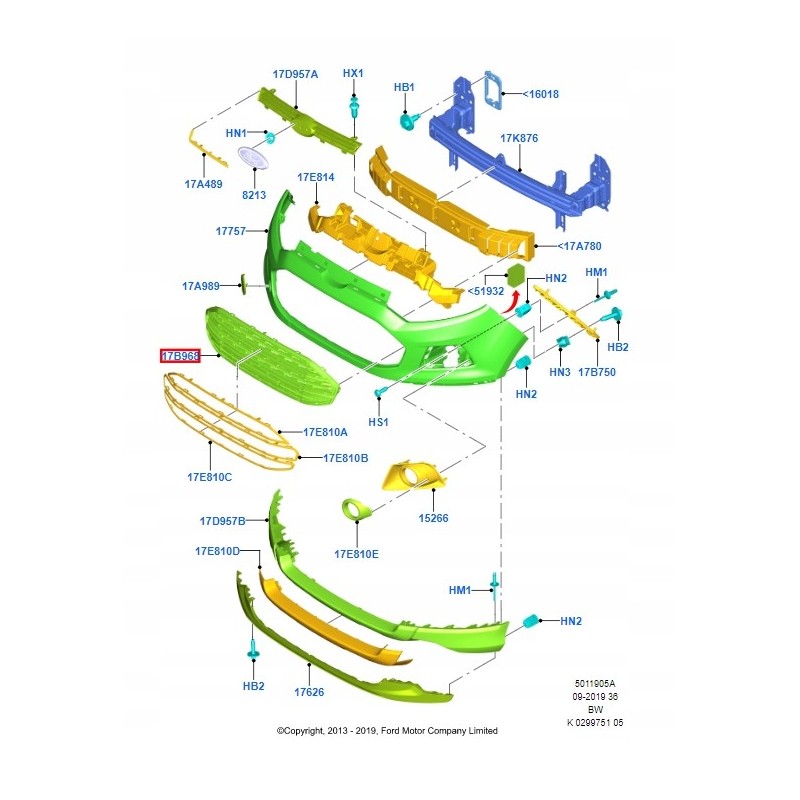 ATRAPA GÓRNA GRILL FORD ECOSPORT 13-17 NOWY OE