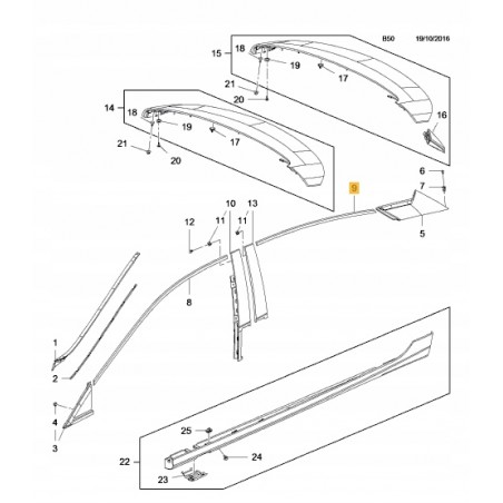 GÓRNA LISTWA DRZWI LEWA PRAWA OPEL ASTRA K 15- HB
