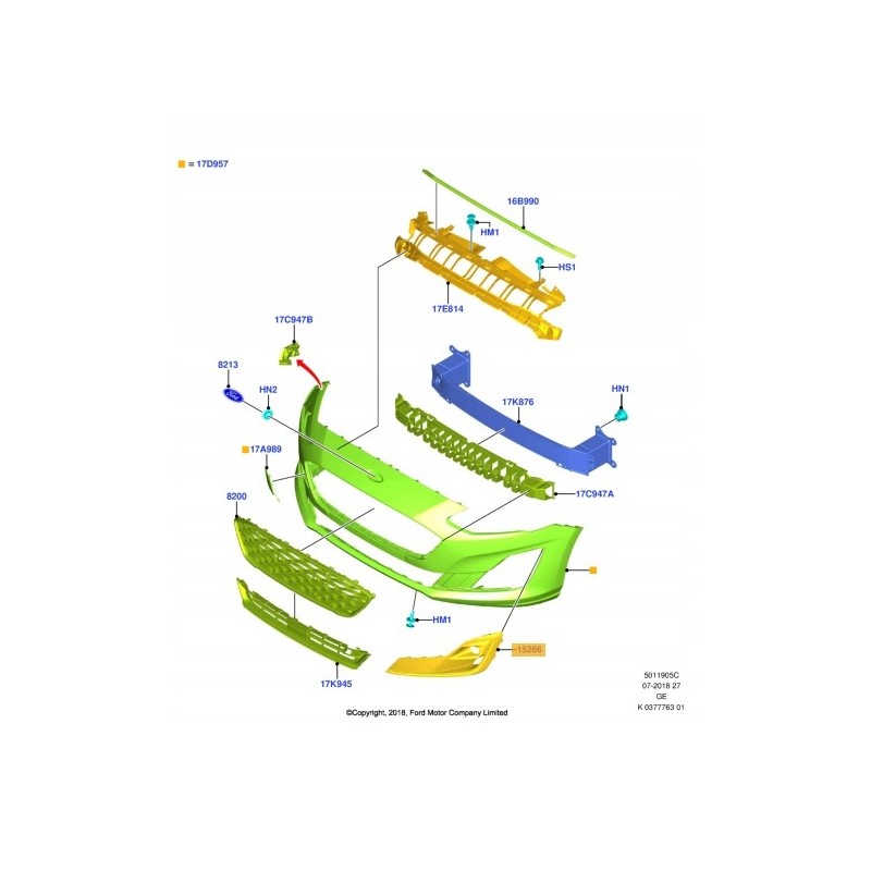 KRATKA ZDERZAKA LEWA PRAWA FORD FOCUS MK4 18-19