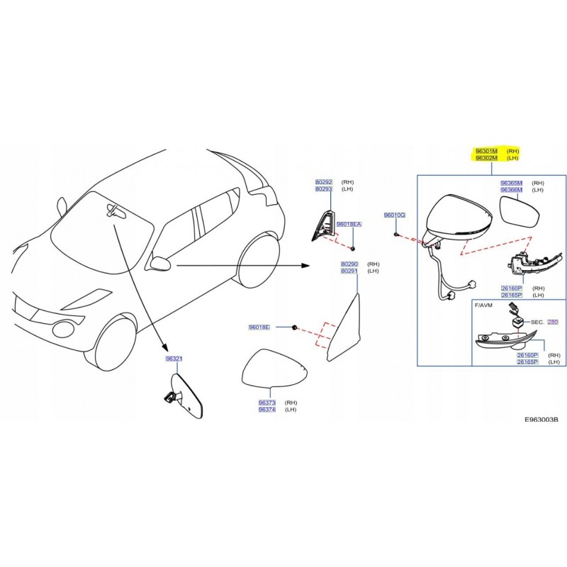 LUSTERKO LEWE PRAWE NISSAN JUKE II F16 1.0 19-