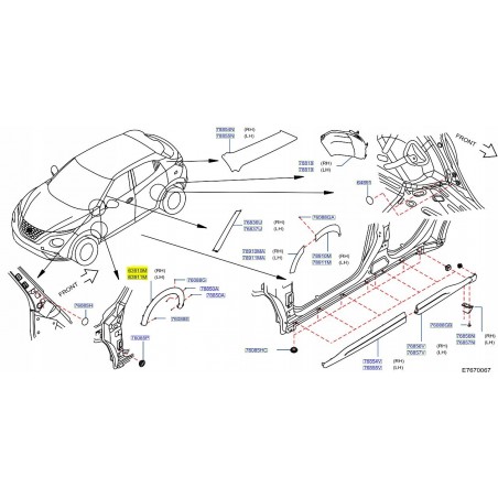 LISTWA BŁOTNIKA PRZÓD L/P NISSAN JUKE II F16 19-