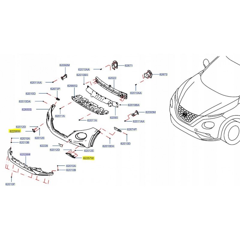 KRATKA RAMKA HALOGENU PRZÓD NISSAN JUKE II F16 19-