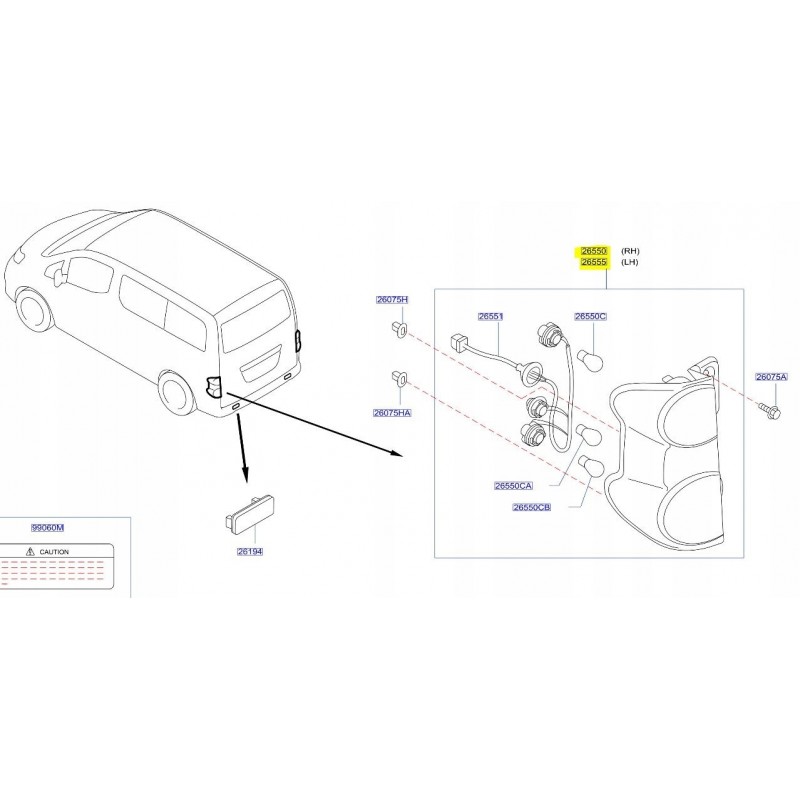 LAMPA TYŁ LEWA PRAWA NISSAN NV200 09- ORG.