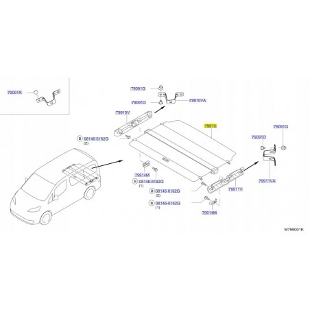 PÓŁKA BAGAŻNIKA NISSAN NV200 EVALIA 09- ORYG.