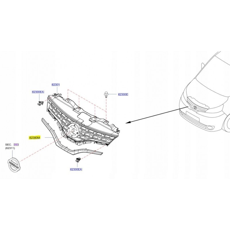 LISTWA CHROM GRILLA PRZÓD NISSAN NV200 09-