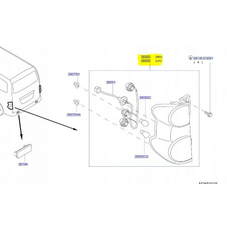 LAMPA TYŁ TYLNA LEWA PRAWA NISSAN E-NV200 14-