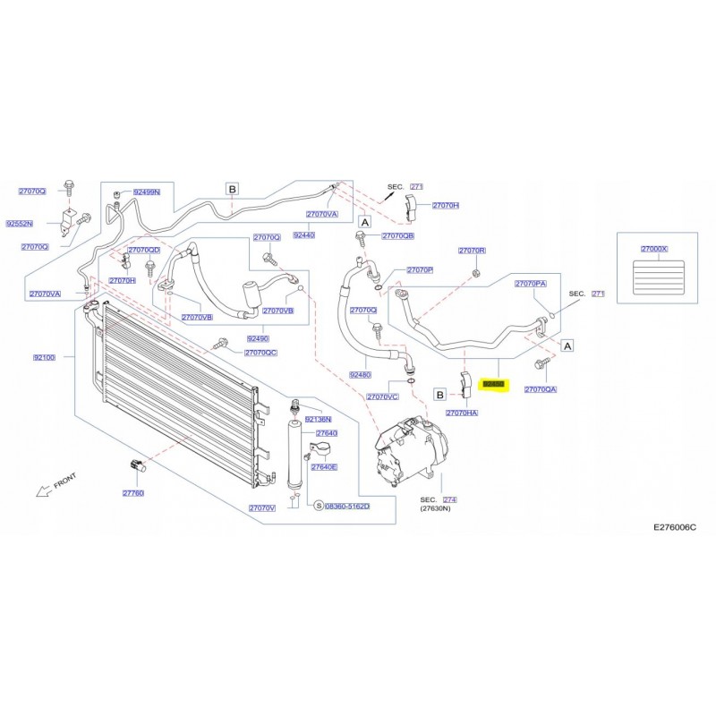 PRZEWÓD KLIMATYZACJI NISSAN LEAF ZE0 2010 -