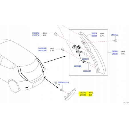 ODBLASK ZDERZAKA TYŁ LEWY PRAWY NISSAN LEAF 10-