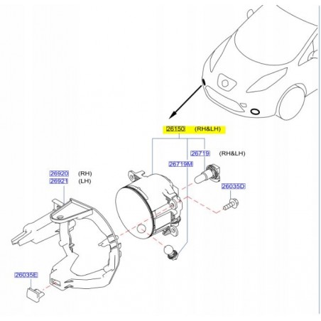 HALOGEN LEWY PRAWY PRZÓD NISSAN LEAF ZE0 10-