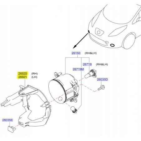 KOSZYK MOCOWANIE HALOGENU L / P NISSAN LEAF 10-