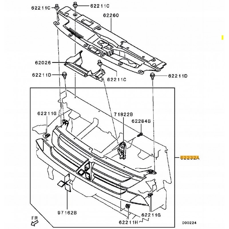 GRILL ATRAPA ZDERZAKA PRZÓD OUTLANDER III LIFT 15-