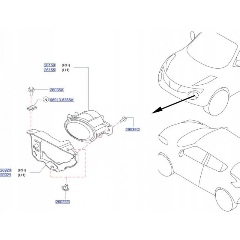 HALOGEN LED LEWY PRAWY NISSAN JUKE LIFT 14- ORYG