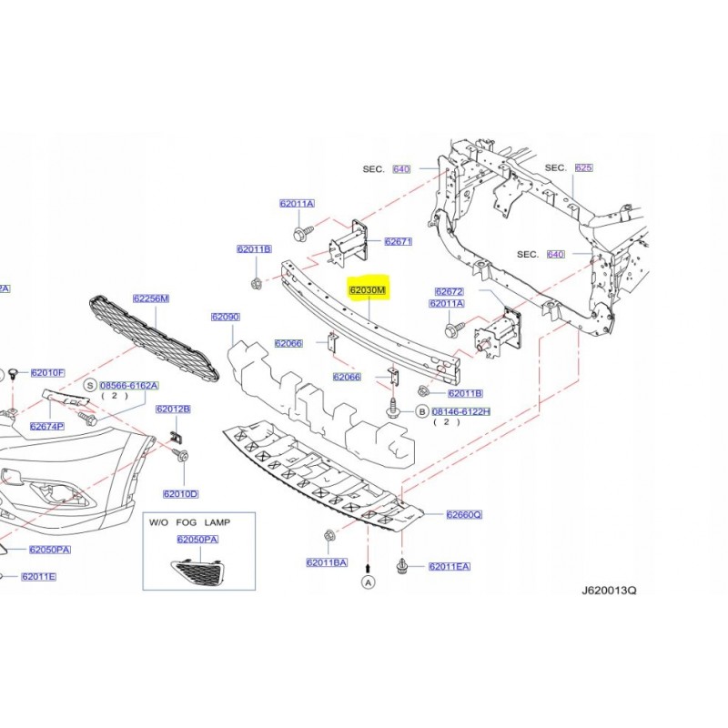 BELKA WZMOCNIENIE ZDERZAKA PRZÓD X-TRAIL T32 14-