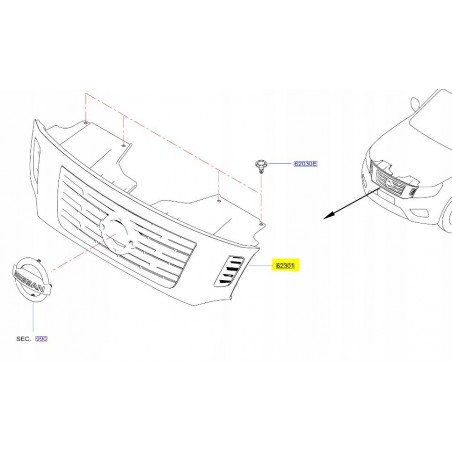 GRILL ATRAPA ZDERZAKA PRZÓD NAVARA NP300 D23