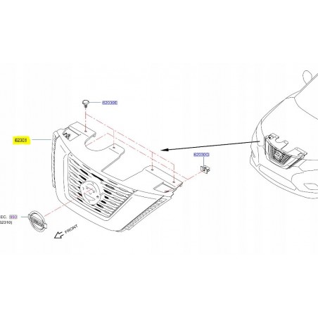 ATRAPA GRILL ZDERZAKA PRZÓD X-TRAIL LIFT T32 17-