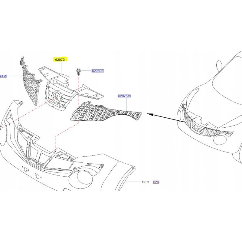 GRILL ATRAPA ZDERZAKA PRZÓD NISSAN JUKE LIFT 14-