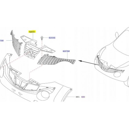 GRILL ATRAPA ZDERZAKA PRZÓD NISSAN JUKE LIFT 14-