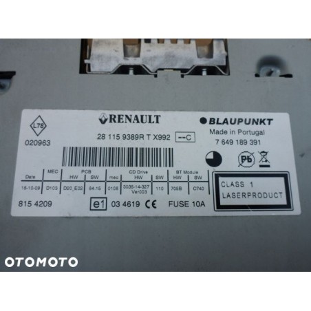 RADIO RENAULT MEGANE III 281159389R